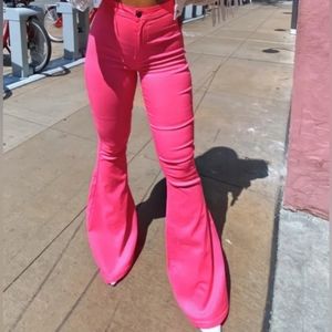 High Waisted Flares Pink Size Small